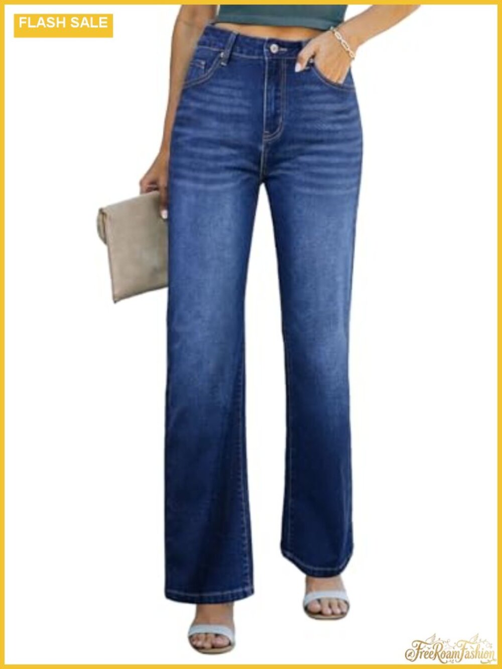 High Waisted Wide Leg Jeans for Women Straight Leg Baggy Denim Pants